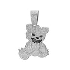 Men Women Hip Hop Bear Shape Pendant Necklace with 13mm Crystal Cuban Chain Iced Out Bling Bling Necklaces HipHop Punk