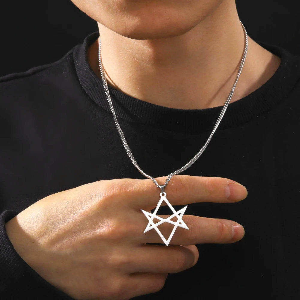 Thelema Unicursal Hexagram Pendant Necklace — Stainless Steel