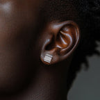 Iced Out Square Stud Earrings — 925 Silver