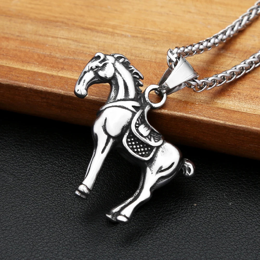 Horse Pendant Necklace — Stainless Steel