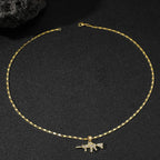 Gold-Tone CZ Dot Charm Pendant Necklace for Men
