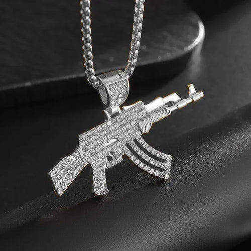 AK-47 Rifle Pendant Necklace — Stainless Steel