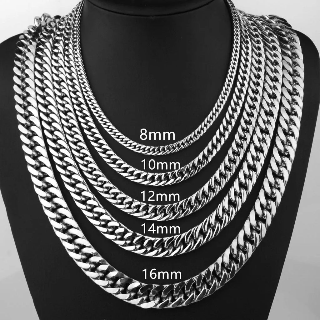 Silver Cuban Link Necklace 8-18mm — Silver