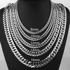 Silver Cuban Link Necklace 8-18mm — Silver