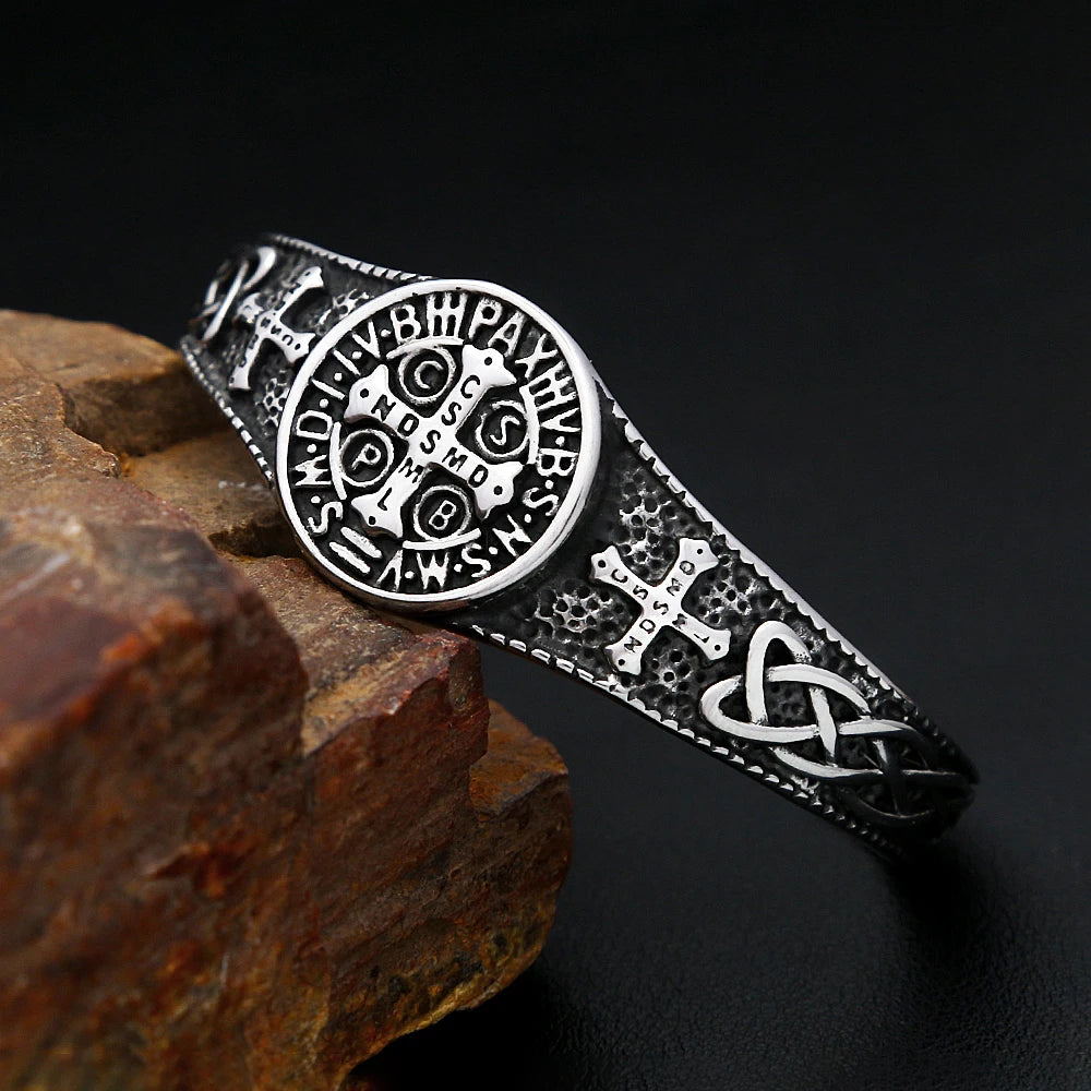Cross Saint Benedict Steel Bracelet CSPB Bangles