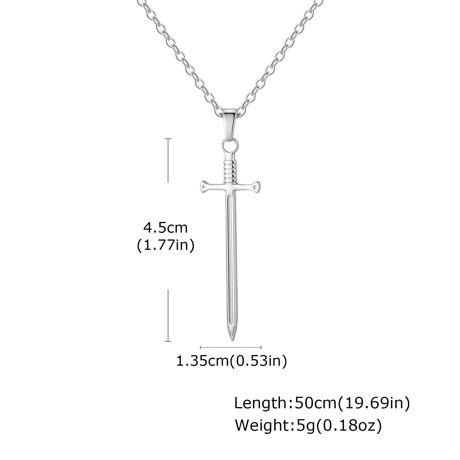 Sword Long Pendant Necklace — Stainless Steel