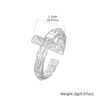 Fashion Vintage Jesus Cross Rings for Men, Waterproof Stainless Steel Adjustable Open Rings, Religious Party Jewelry Gift