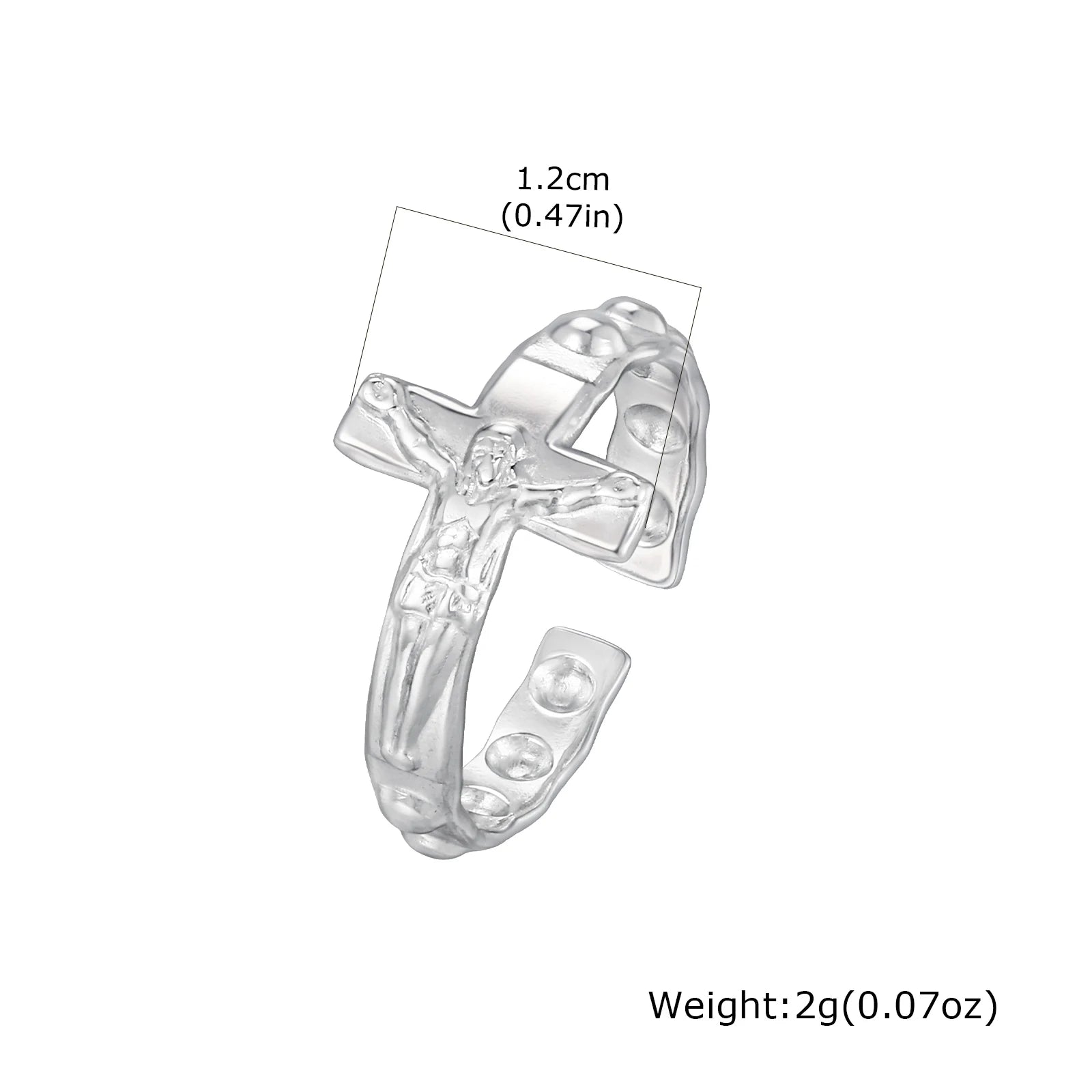 Fashion Vintage Jesus Cross Rings for Men, Waterproof Stainless Steel Adjustable Open Rings, Religious Party Jewelry Gift