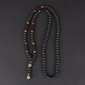 6mm Lava Stone Tiger-eye Beaded Necklace for Men and Women with Buddha Head Pendant