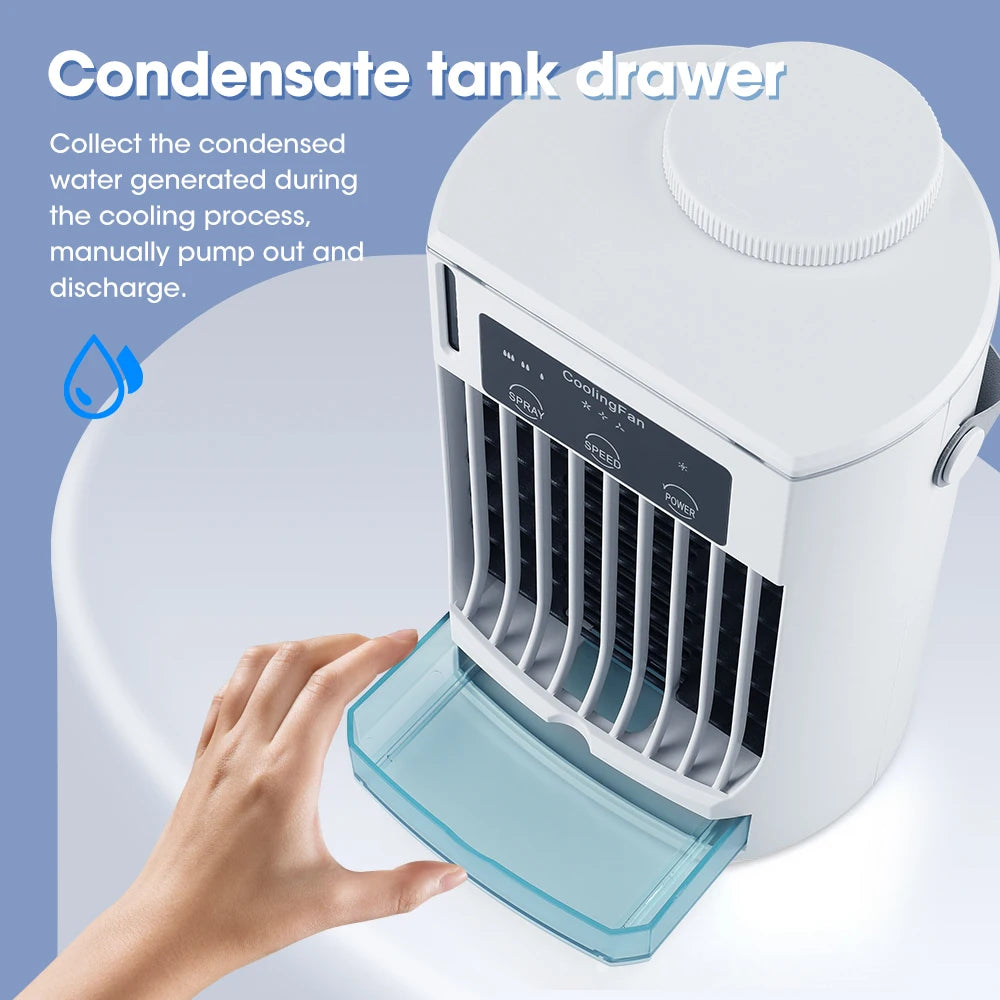 Small Space Air Conditioning for Home Rechargeable Portable Summer Desktop Air Cooler Spray Fan Moist Clean Air for