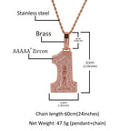 Uwin Big Size Number 1 Pendant Custom Vertical Small Stainless Steel Letters Pendant Micro Paved Out CZ Necklace Hiphop Jewelry