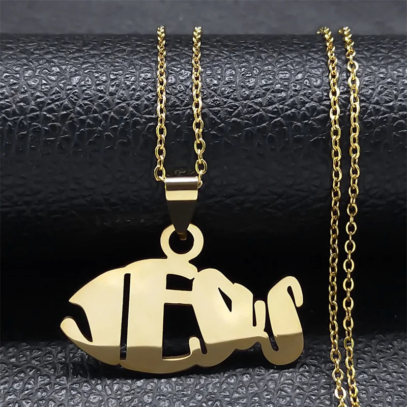 Stainless Steel Jesus Christ Male Necklaces Fish Christian Ichthys Fish Pendant Necklaces Jewelry Women or Men Collares