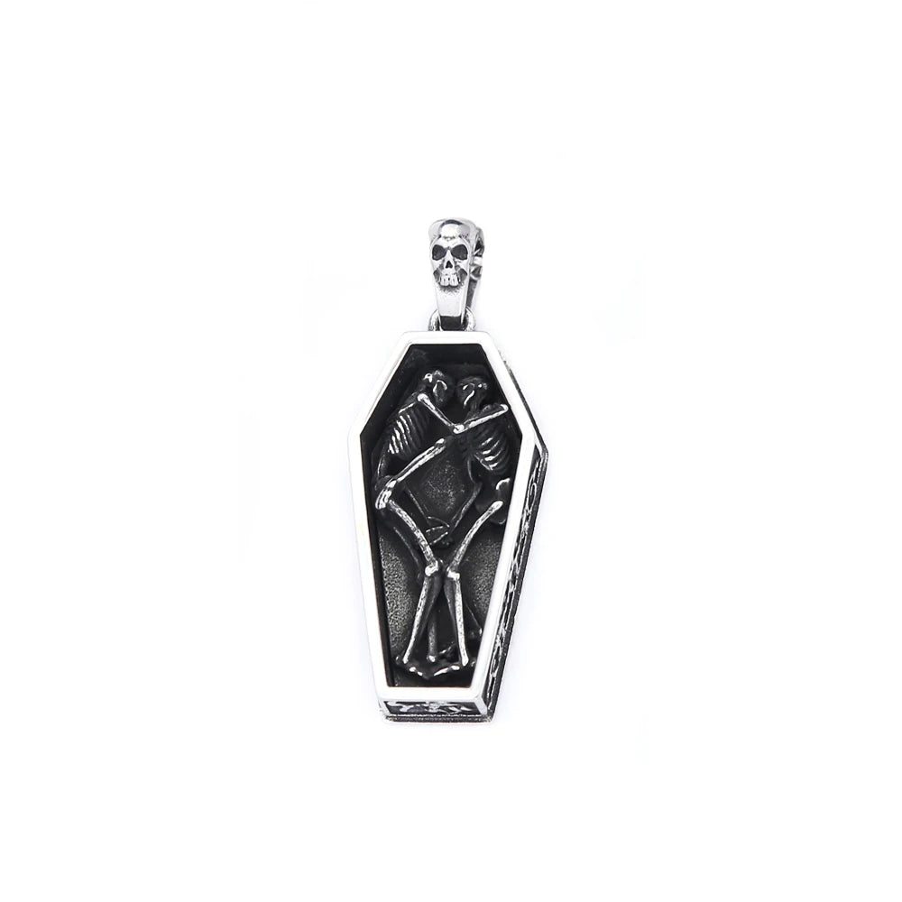 Skull Coffin Pendant Necklace — Stainless Steel