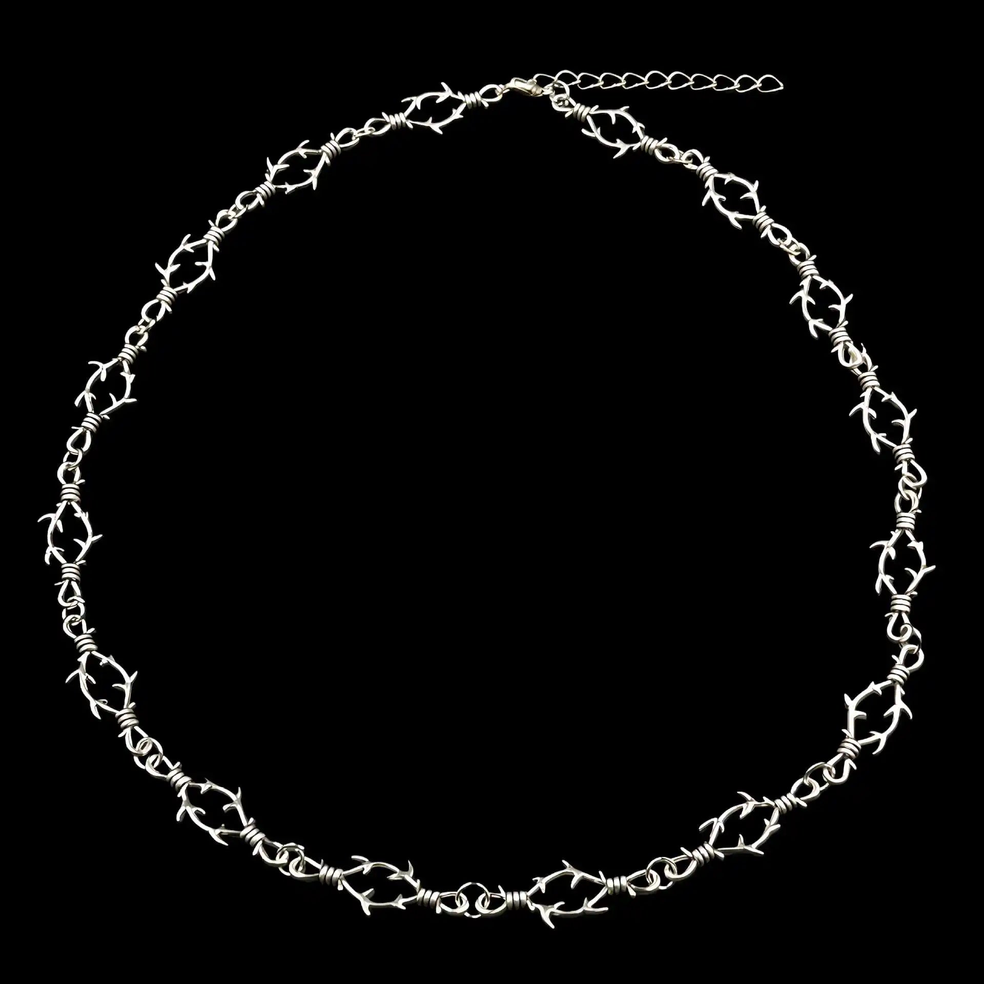 Silver Color Geometric New Barbed Wire Choker Necklace for Women Men Gothic Punk Thorn Chain Necklaces Hip Hop Y2K Jewelry Gift
