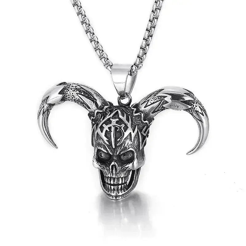 Retro Gothic Golden Cross Skull Pendant Necklace for Men Fashion Party Rock Motorcycle Riding Punk Jewelry Gift