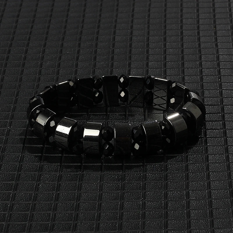 Hematite Therapy Stretch Bracelet — Mixed Metal