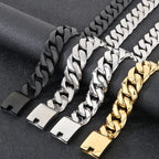 Men's 60CM Long 24MM Width Brushed Solid Stainless Steel Curb Cuban Link Chain Necklace for Men Male On Neck Jewelry