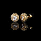 Iced Out Round CZ Stud Earrings Stainless Steel