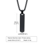 Vnox Stainless Steel Vertical Bar Necklaces for Men Boys, Black Simple Metal Pillar Pendant, Casual Neck Collar