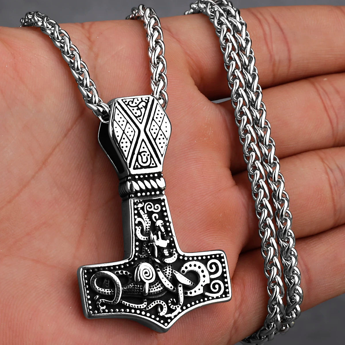 Original Viking Stainless Steel Thor Hammer Multiple Styles Domineering Unisex Necklace Pendant Boyfriend Gift