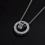 Retro   Six Character Mantra Double Ring Pendants Rotating Male Artistic Personality Versatile Necklaces Fashion Jewelry