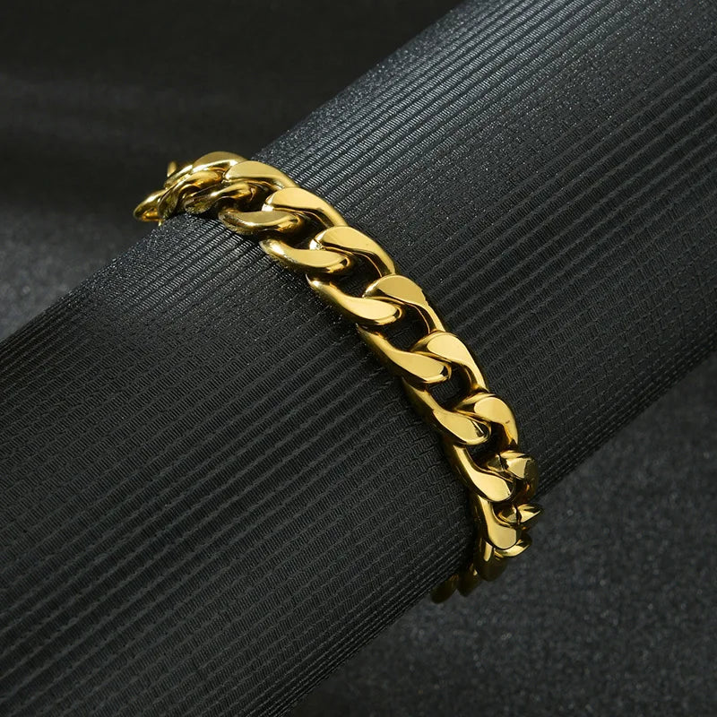 Stainless Steel Punk Cuban Chain Bracelet for Men Minimalist Silver Color Hip Hop Bracelet Party Fashion Jewelry Gifts