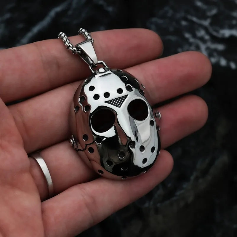 Black Mask Pendant Necklace — Stainless Steel