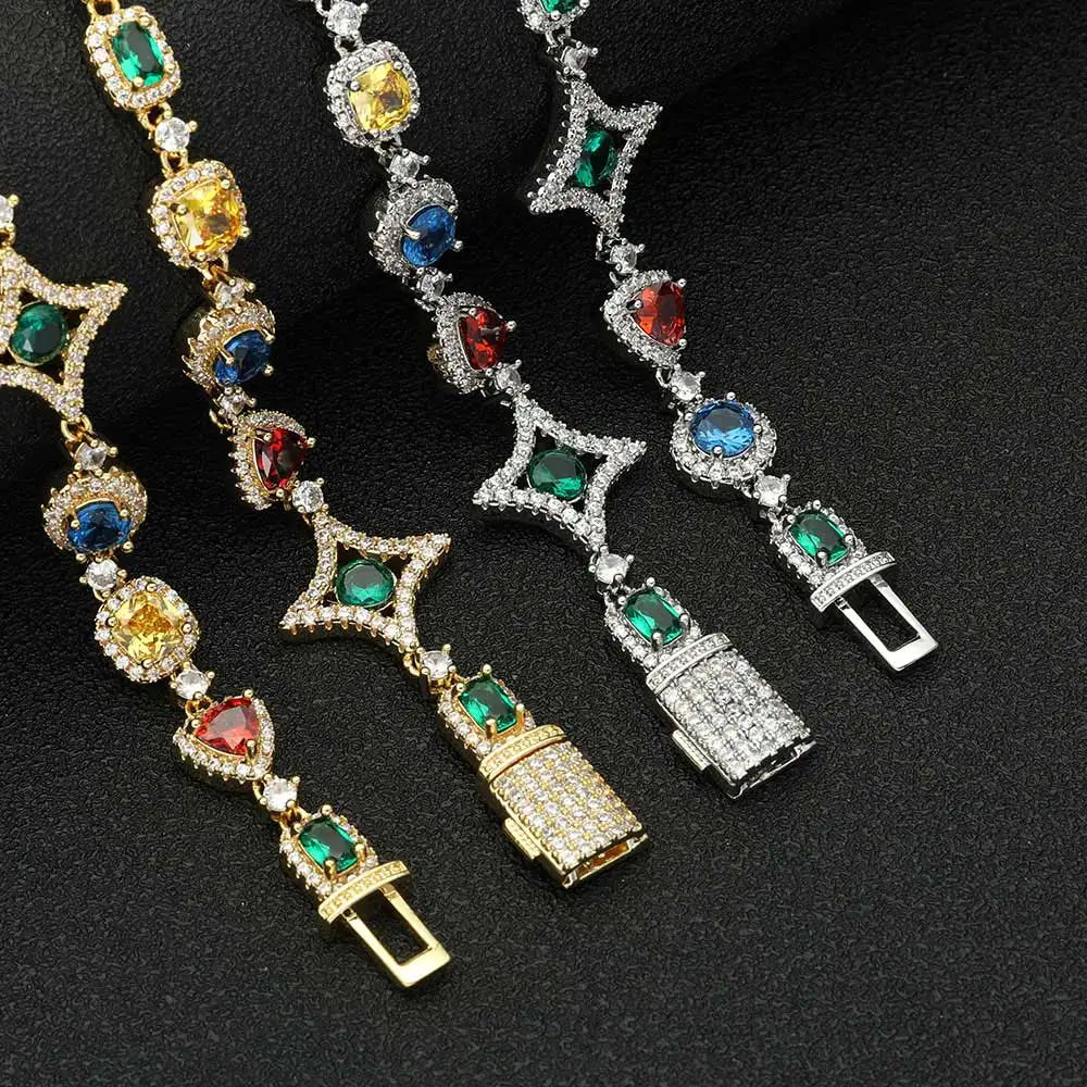 Iced Out CZ Colorful Bracelet Gold 18K