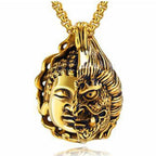 Gothic Buddha Demon Cuban Chain Necklace — Two-Tone, 21in