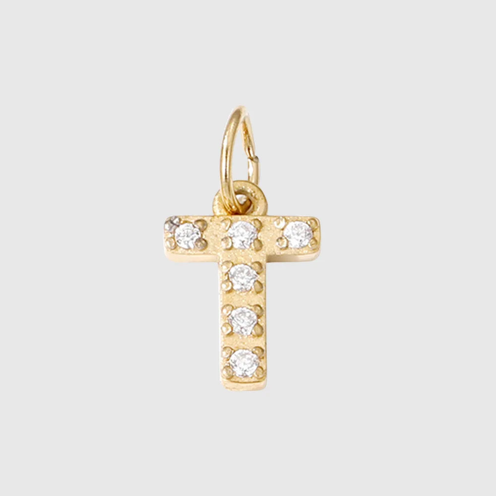 Letter Charm Pendant Necklace — Gold Iced