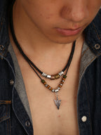 Collana Uomo Artificial Leather Rope Beaded Necklace Men Collier Homme Arrow Pendant Necklace For Men Jewelry Collar