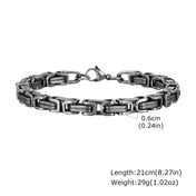 Chunky Byzantine Chain Bracelet 21cm — Vintage, Stainless Steel