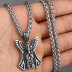 Viking Odin Face Pendant Nordic Odin Rune Charm Creative Stainless Steel Pendant Necklace Locomotive Men's Jewelry Gift
