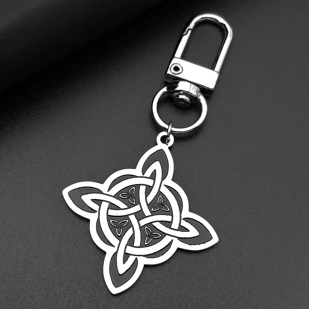 Witchcraft Witch Knot Keyring For Women Men Stainless Steel Silver Color Slavic Protection Amulet Keychains Jewelry