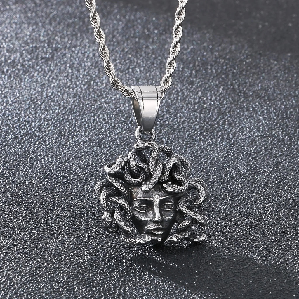 Fongten Religious Stainless Steel Pendant Necklace for Men Portrait Queen Maria Weird Gothic Collar Fashion Jewelry Gifts