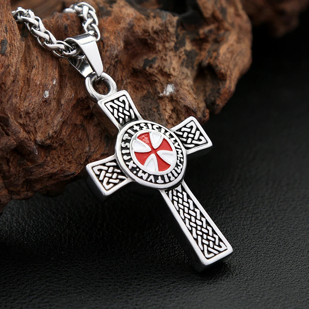 Cross Shield Pendant — Stainless Steel