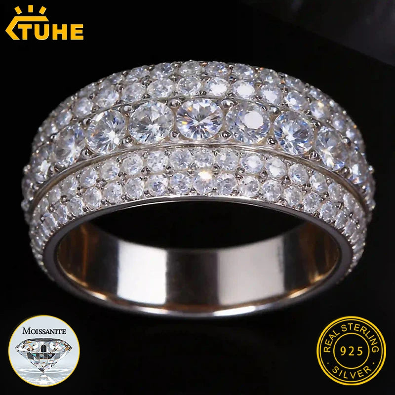Iced Out Moissanite Band Ring — 925 Silver