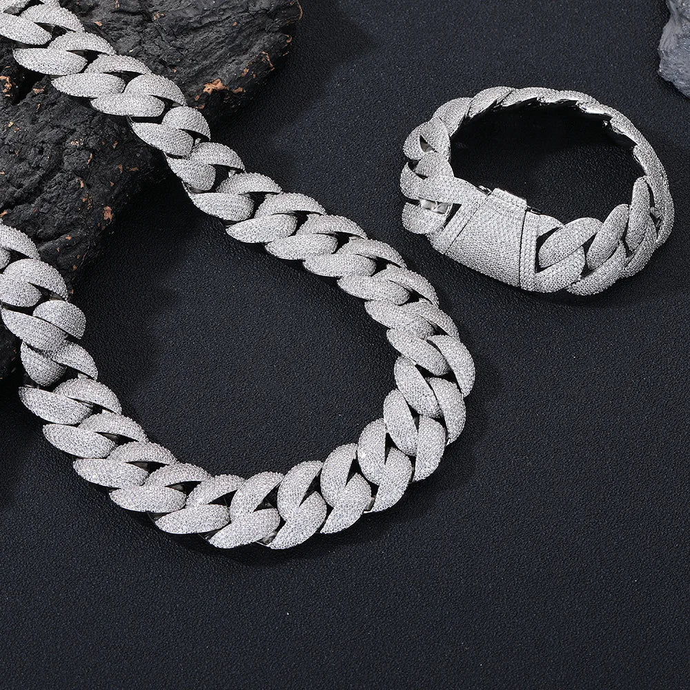 Luxury Jewelry 22mm Diamond Chain Men Iced Out Bling CZ Silver/Gold Plated Rapper Hip Hop Thick Cuban Link Necklace Gift for Boy