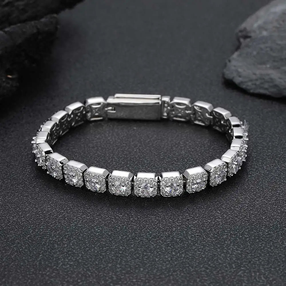 Gold Tennis Bracelet Iced Out 7MM Cluster