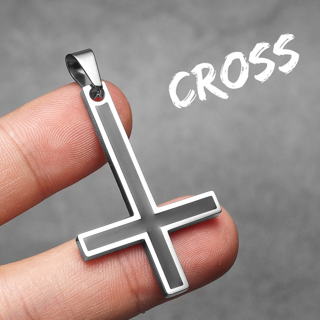 Inverted Cross Pendant — Stainless Steel