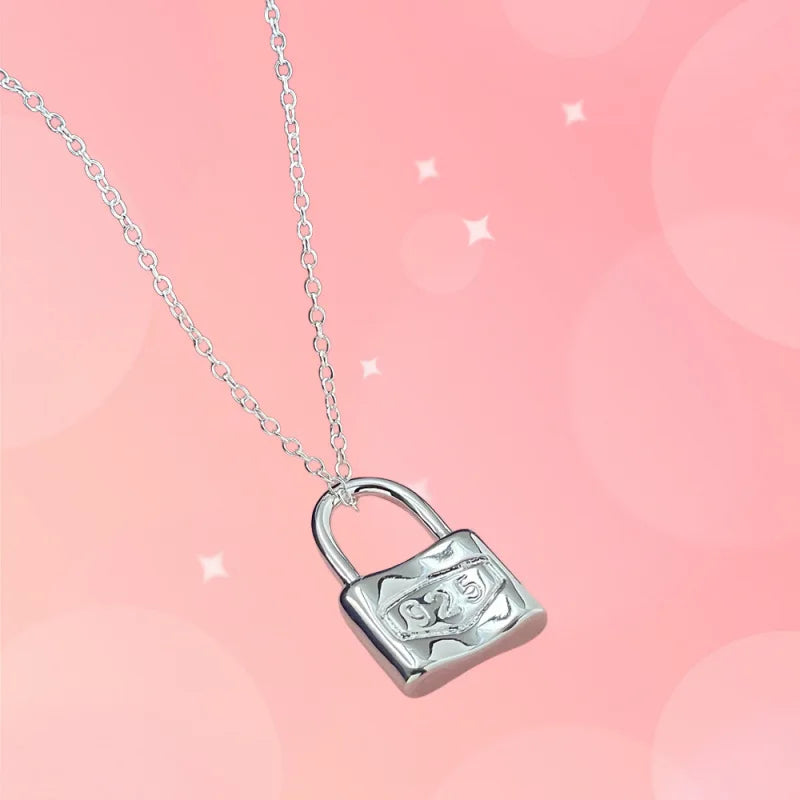 925 Sterling Silver Romantic Lock Lovely Necklace for Women Fashion Wedding Party Couple Gift High Quality Jewelry
