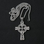 Vintage Stainless Steel Viking Valknut Necklace Mens Nordic Street Style Celtics Knot Cross Odin Pendant Necklace Biker