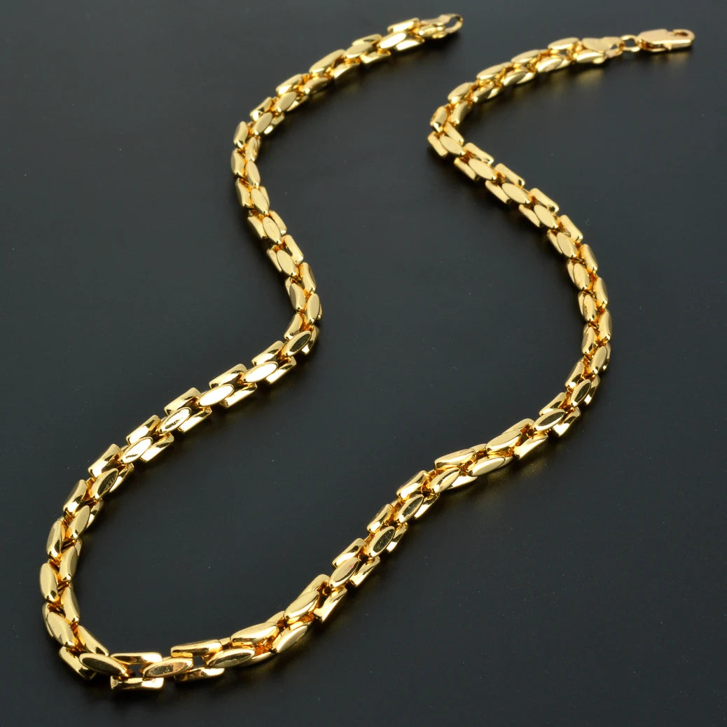 Dubai 18k Gold-Plated Hiphop Link Chain Necklace For Women Man Statement Gold Color Choker Classic Trendy Wedding Party