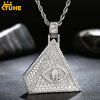 Trendy Round Zircon Copper Pendant Necklace for Men Fine Hip Hop Jewelry Pendant with Rope Chains