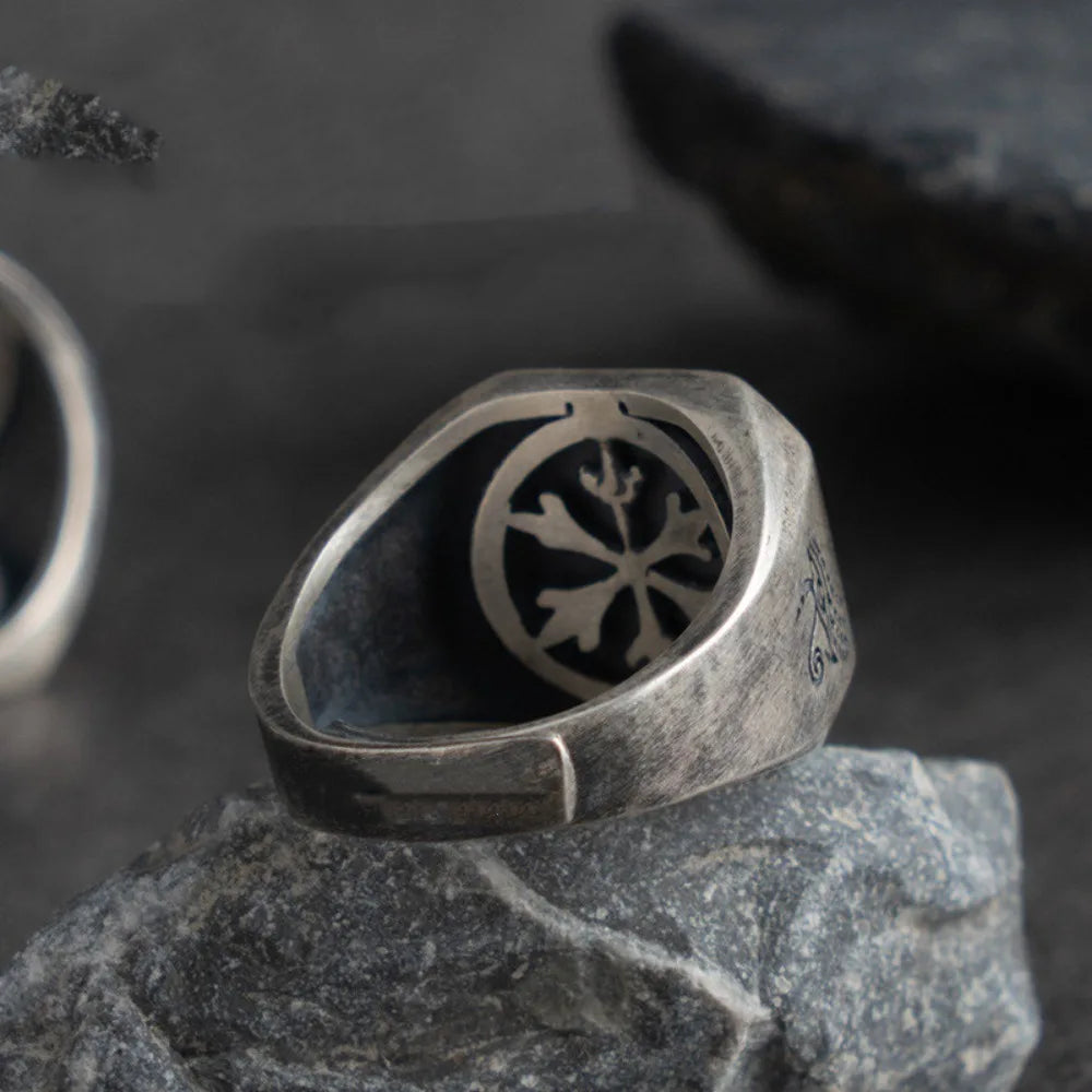 New Vintage Fashion Trend Ancient Egyptian Gods Eye of Horus Death Anubis Graphic Ring Men's Open Adjustable Ring
