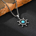 Rudder Turquoise Pendant — Silver Stainless