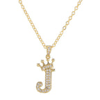 Crown Initial Letter Pendant Necklace — Copper
