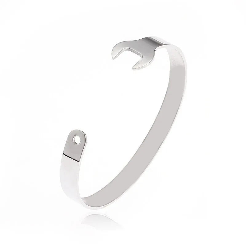 Fashion Design Stainless Steel Curved Tableware Fork Open Bracelet Men and Women Personality Charm Hip Hop Casual