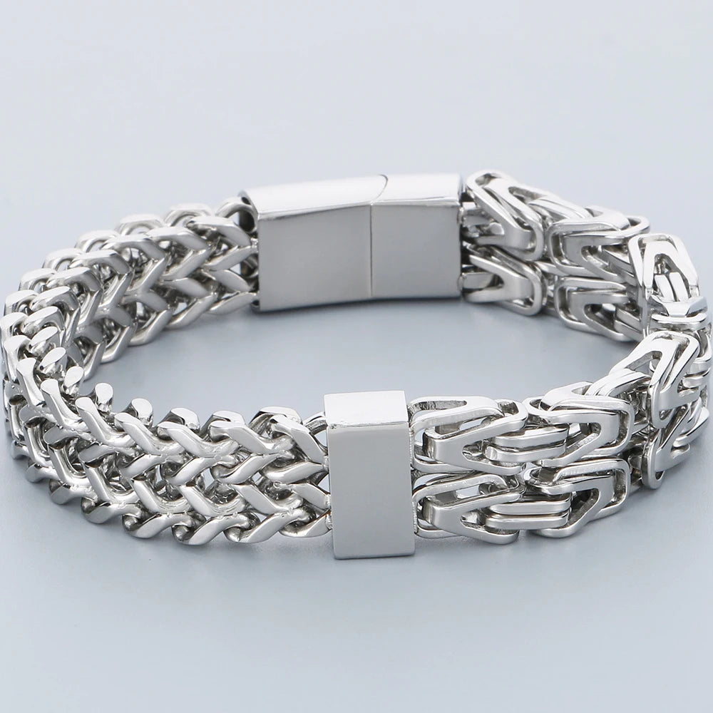Waterproof Bracelet for Men 316L Stainless Steel Double Layer Link Chain Men's Bracelets Jewelry Accessories His