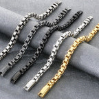 Vintage Cool 316L Stainless Steel Bracelet for Man 8MM Width Box Link Chain Cuff Bangle Classy Mens Boys Birthday